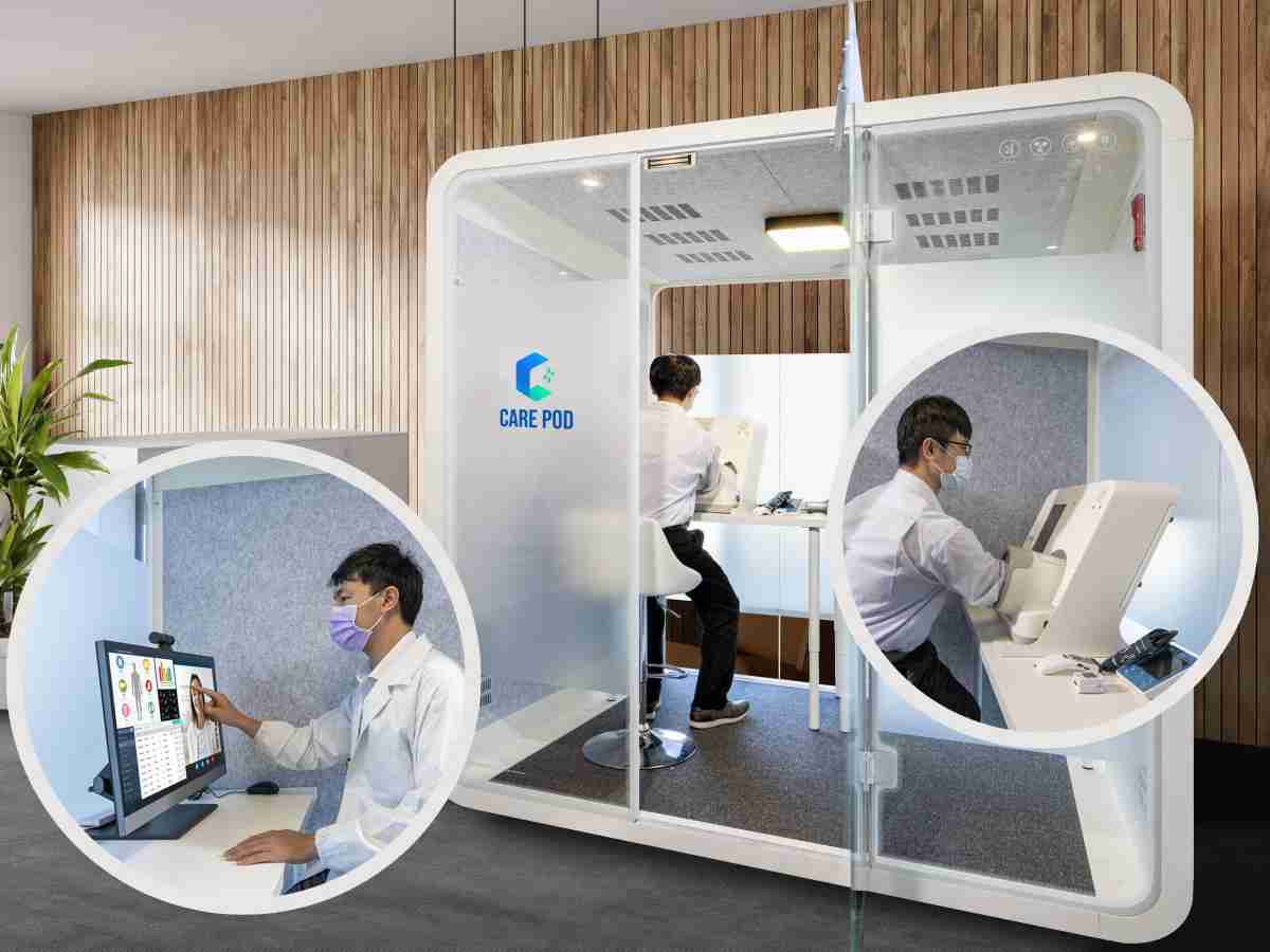 达擎于医疗科技展中展出＂远距诊疗舱＂，，，，以因应医疗数字化及社会高龄化趋势下、、复诊及慢性病患等族群对于远距看诊需求逐渐升高所推出的创新整合方案。。。多功能合一、、、高隐私性的远距诊疗舱可根据病患端与医师端的不同需求，，，提供弹性化及客制化功能，，，节省医生和病患的精力及时间