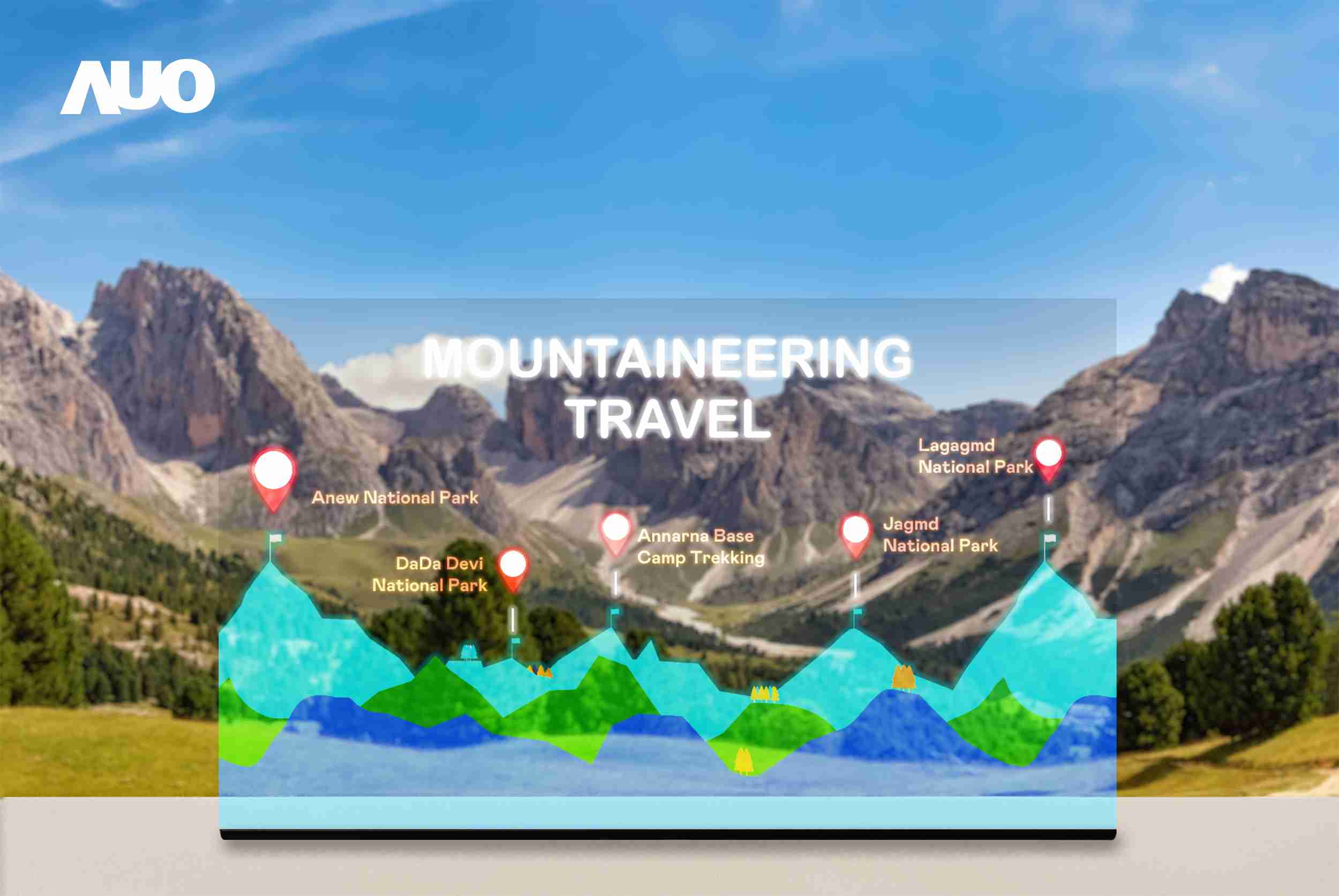 OBPay展示全球单片尺寸最大(*)42吋透明Micro LED显示器拼接而成的〝64吋透明Micro LED显示器〞，，，具备高透明度、、、、1,000 nits高亮度、、广色域、、、、采用三边无边框的无缝拼接等多重特色，，，，呈现超高清、、细腻画质而不遮挡后方视觉，，，，满足层峰需求，，，，可广泛运用于零售、、、、艺术展览或商业空间等场域